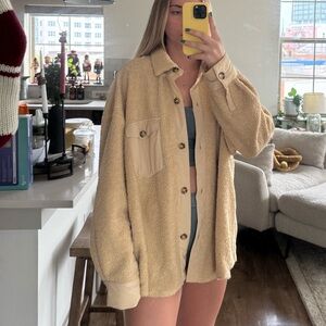 Oversized teddy shirt jacket